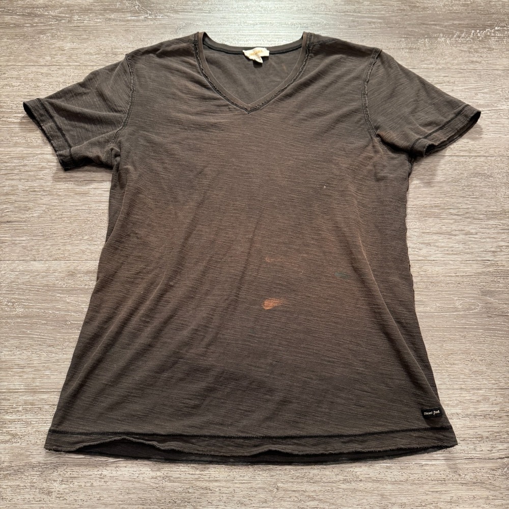 Diesel Shirt Womens Large Brown V Neck Short‎ Sleeve Tee Casual Minimal Grunge